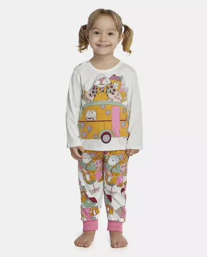 Pijama Feminino Baby Manga Longa e Calça Com Punhos