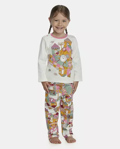 Pijama Feminino Baby Manga Longa e Calça Moletinho