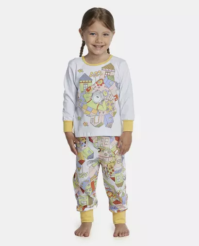 Pijama Feminino Baby Manga Longa e Calça Com Punhos