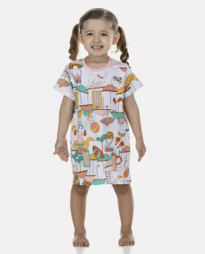 Camisão Feminino Baby Manga Curta