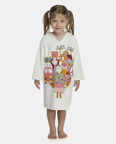 Roupão Feminino Baby Manga Longa Fechado Com Capuz Atoalhado