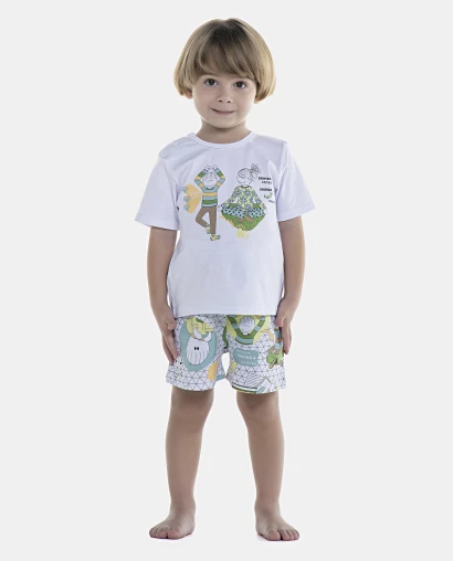 Pijama Baby Manga Curta e Short Unissex