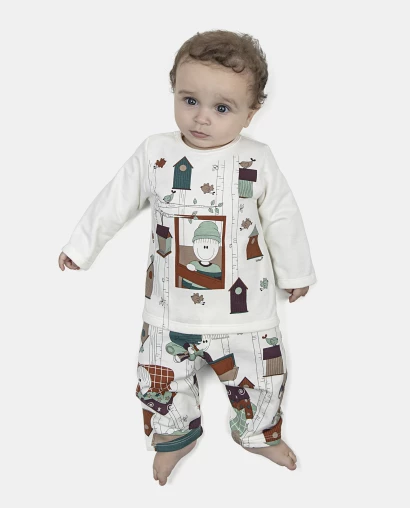 Pijama Masculino Bebe Manga Longa e Calça Moletinho