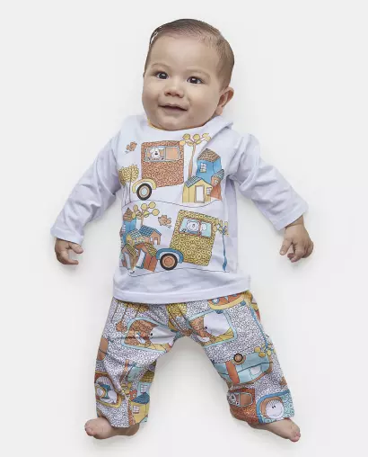 Pijama Masculino Bebe Manga Longa e Calça