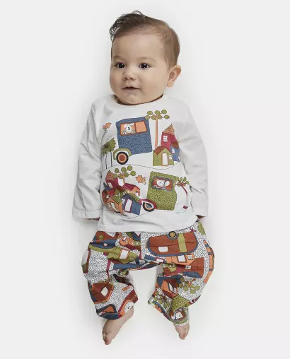 Pijama Masculino Bebe Manga Longa e Calça