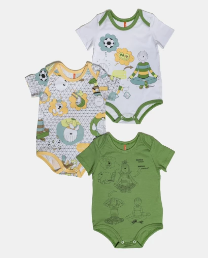 Kit Body Masculino Bebe Manga Curta
