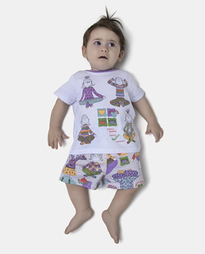 Pijama Feminino Bebe Manga Curta e Short