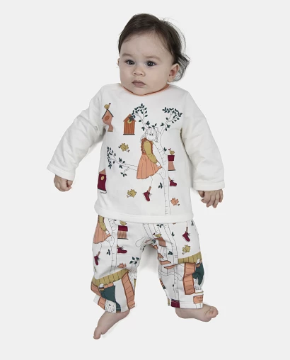 Pijama Feminino Bebe Manga Longa e Calça Moletinho