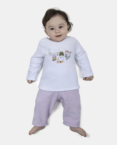 Pijama Feminino Bebe Manga Longa e Calça Plush
