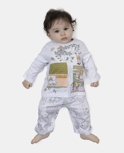 Pijama Feminino Bebe Manga Longa e Calça