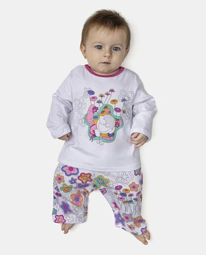 Pijama Feminino Bebê Manga Longa e Calça