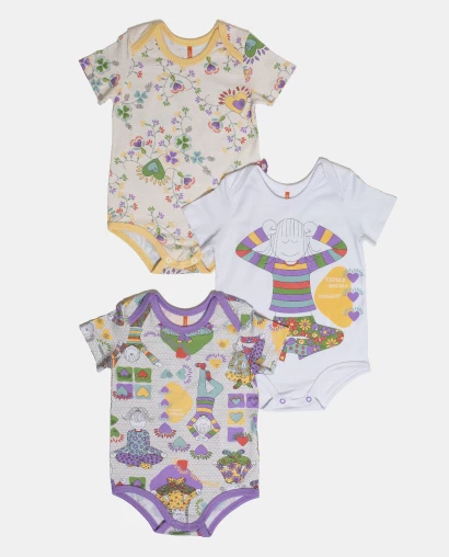 Kit Body Feminino Bebe Manga Curta