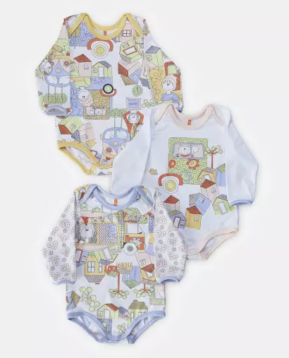 Kit Body Bebe Manga Longa Feminino