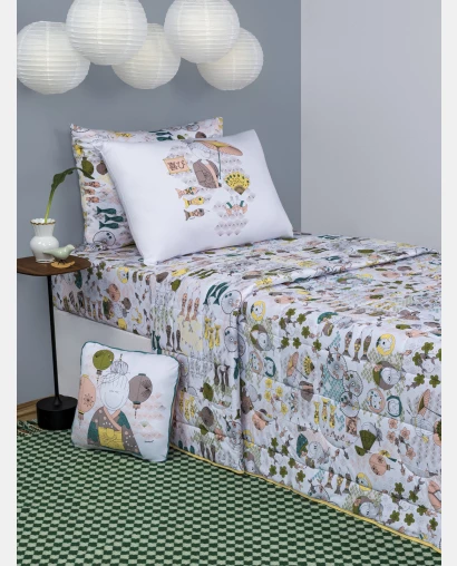 Lençol Elástico com Fronhas Solteiro Feminino