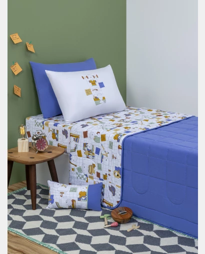 Lençol Elástico com Fronhas Berço Masculino