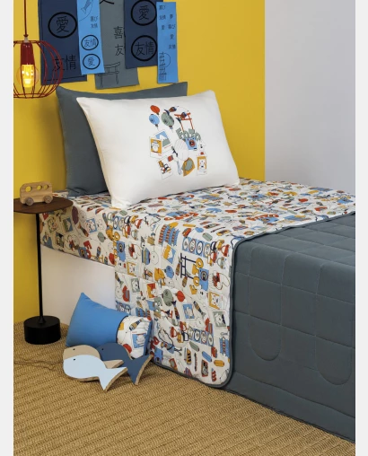 Lençol Elástico com Fronhas Berço Masculino