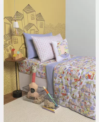 Lençol Elástico com Fronhas Berço Feminino