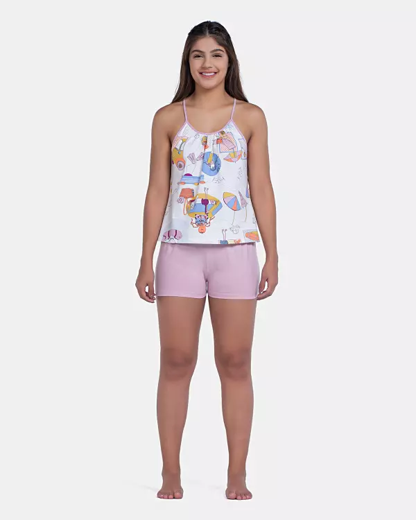 Pijama Curto Sonhart Feminino Regata Alça Fina e Short Rosa