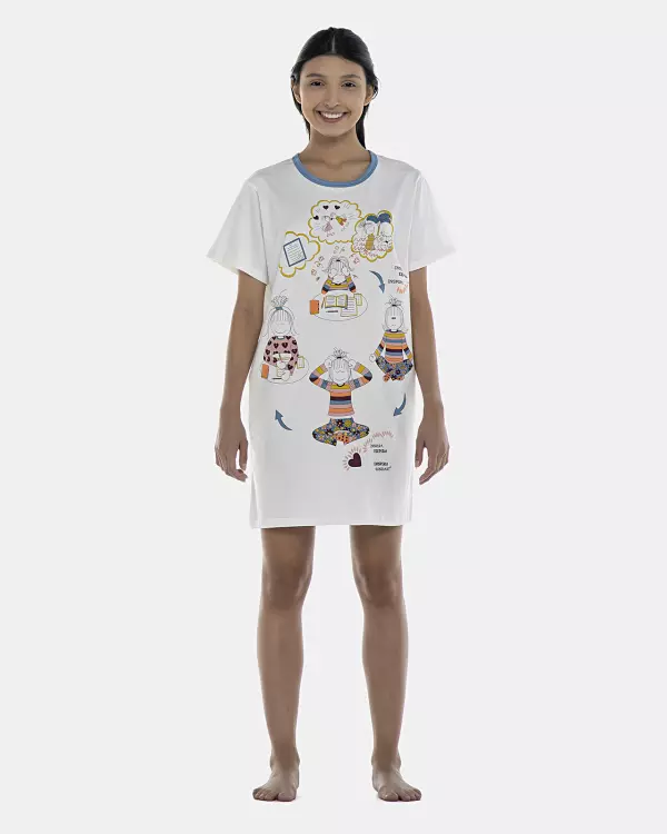 Camisão Feminino Adulto Manga Curta