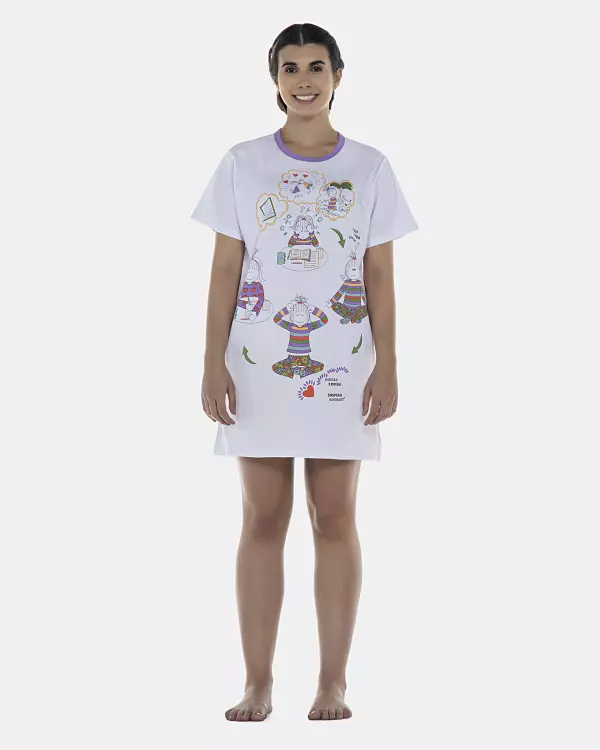Camisão Feminino Adulto Manga Curta