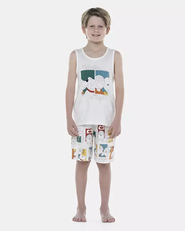 Pijama Masculino Kids  Regata e Bermuda