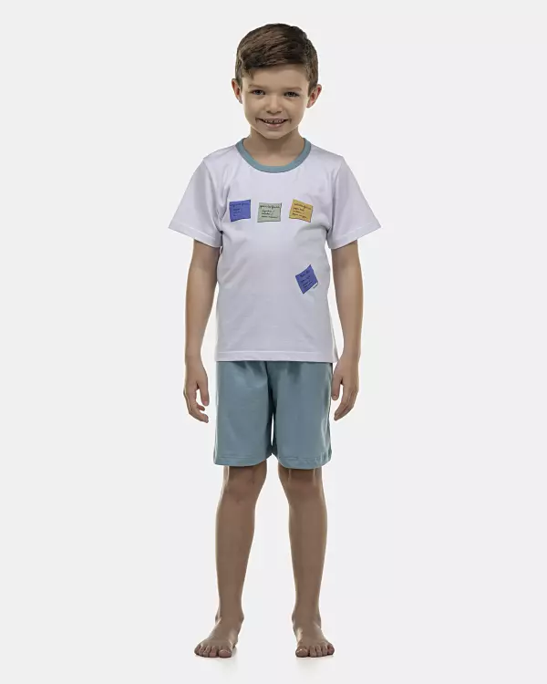Pijama Masculino Kids Manga Curta e Bermuda