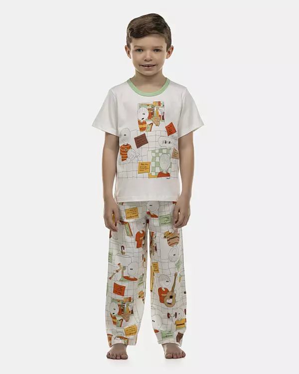 Pijama Masculino Kids Manga Curta e Calça