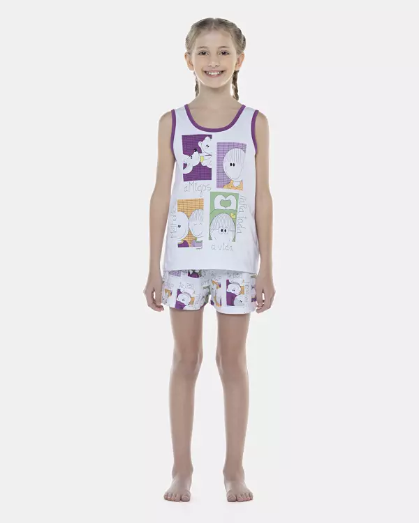 Pijama Feminino Kids Regata e Short