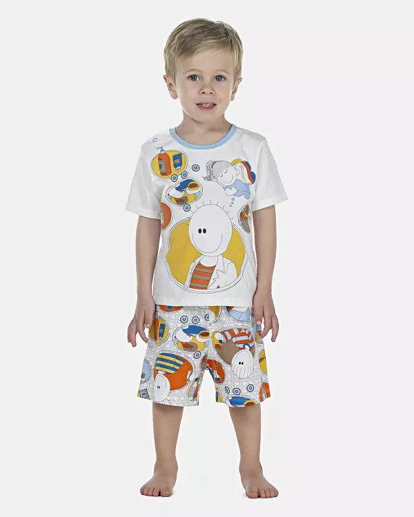 Pijama Masculino Baby Manga Curta e Bermuda