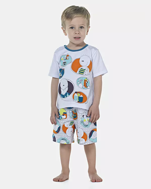 Pijama Masculino Baby Manga Curta e Bermuda