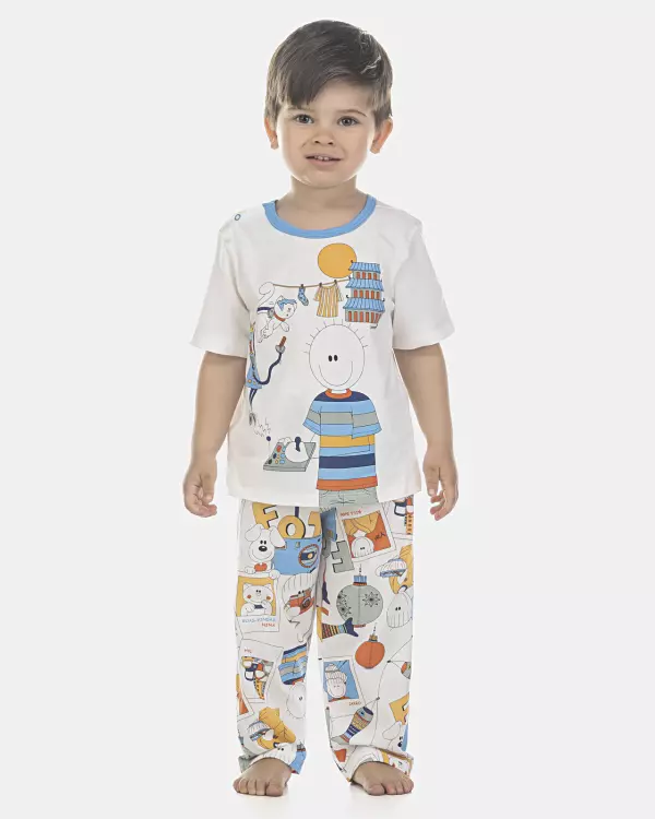 Pijama Masculino Baby Manga Curta e Calça