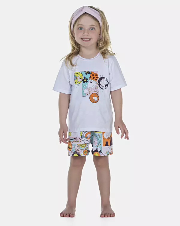 Pijama Feminino Baby Manga Curta e Short