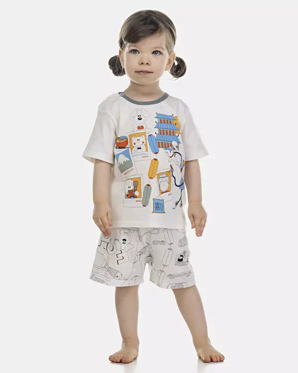 Pijama Baby Manga Curta e Short Unissex