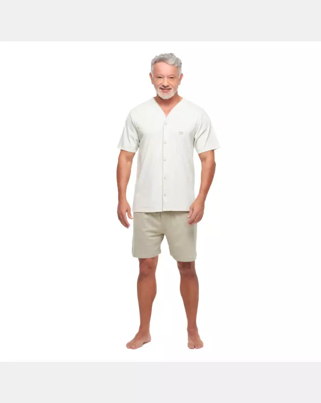 Conjunto Masculino Adulto Manga Curta Decote V e Short