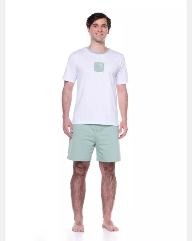 Pijama Masculino Adulto Manga Curta e Short