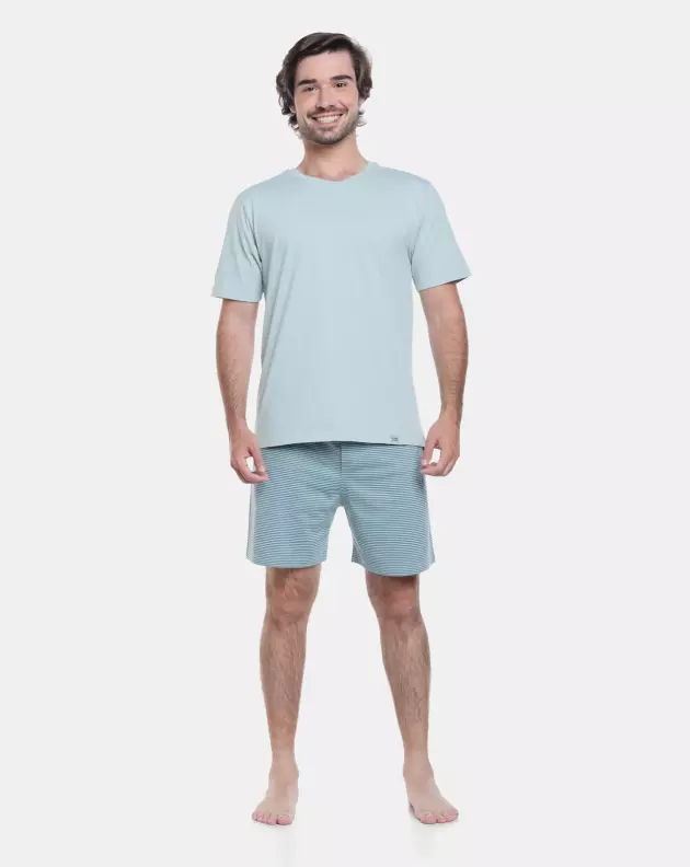 Pijama Masculino Adulto Manga Curta e Short