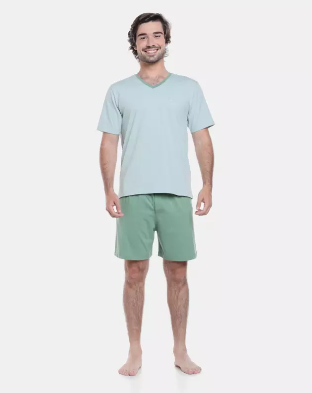 Pijama Masculino Adulto Manga Curta e Short