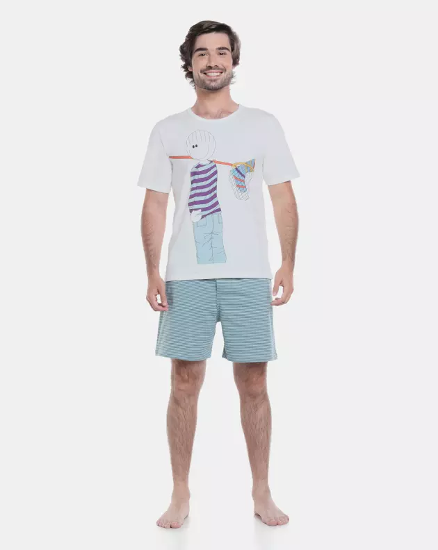 Pijama Masculino Adulto Manga Curta e Short