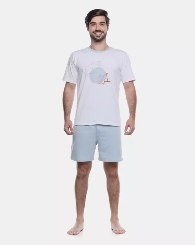 Pijama Masculino Adulto Manga Curta e Short