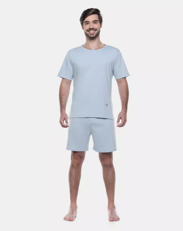 Pijama Masculino Adulto Manga Curta e Short