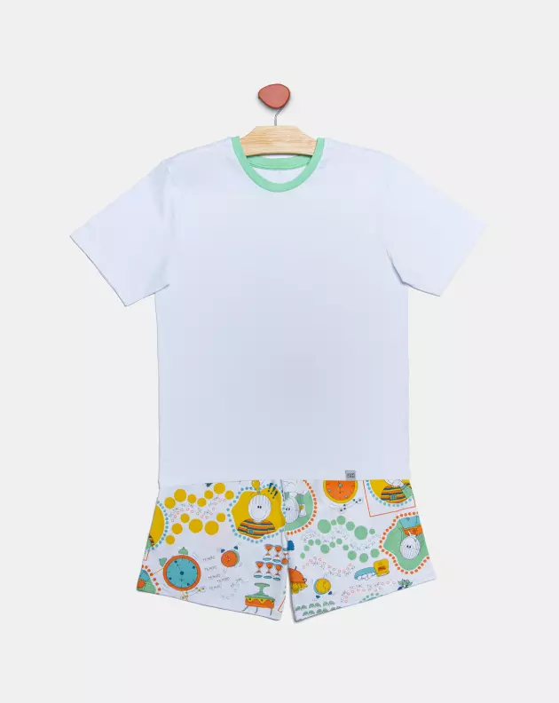 Conjunto de Pijama Masculino Adulto Manga Curta e Short