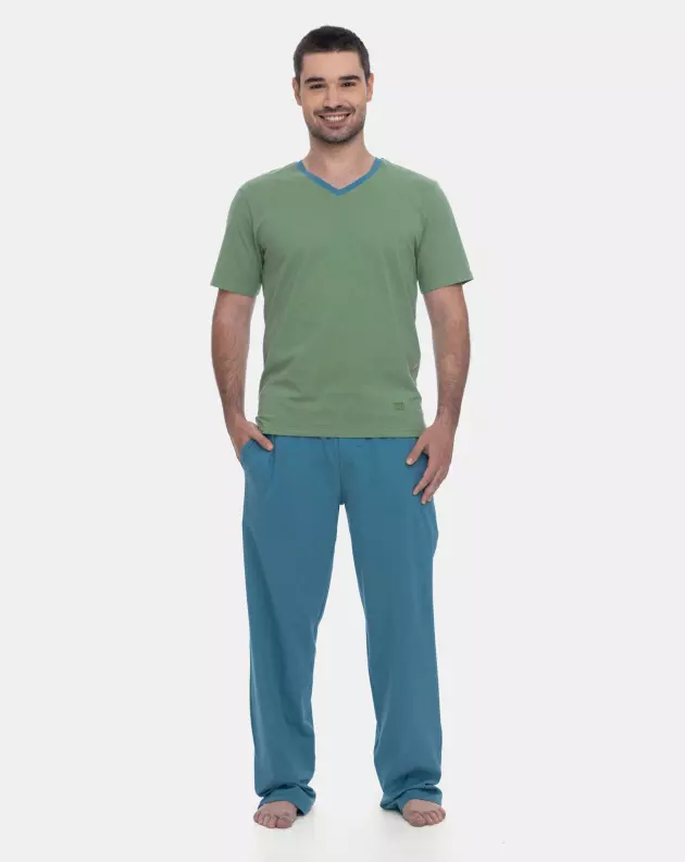 Sonhart Loja Online | Pijama Masculino Adulto Manga Curta e Calça Azul