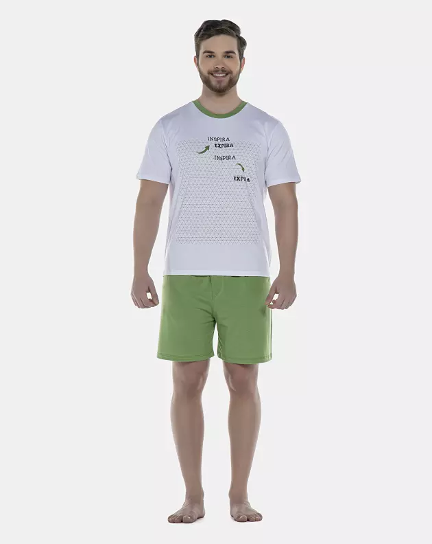 Pijama Masculino Adulto Manga Curta e Short