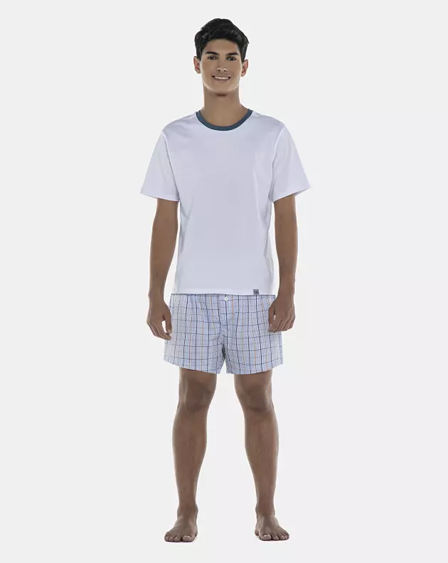 Pijama Masculino Adulto Manga Curta e Short Tricoline