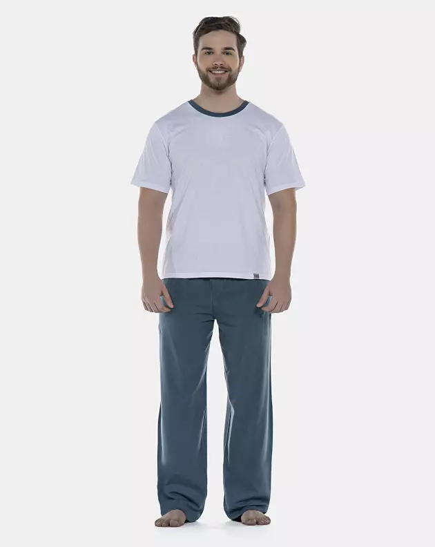 Pijama Masculino Adulto Manga Curta e Calça