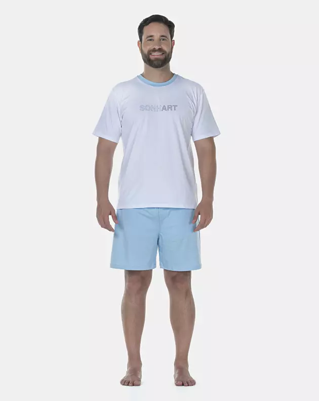 Pijama Masculino Adulto Manga Curta e Short