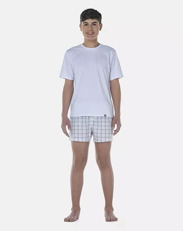Pijama Masculino Adulto Manga Curta e Short Tricoline