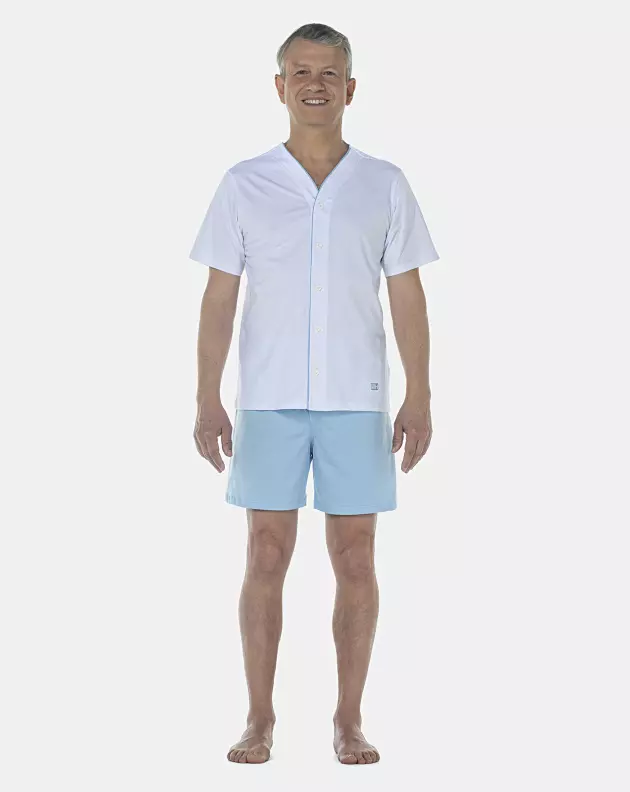 Pijama Masculino Adulto Manga Curta Com Abertura e Short