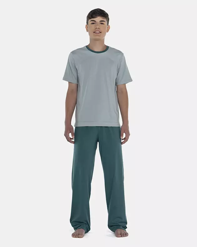 Pijama Masculino Adulto Manga Curta e Calça