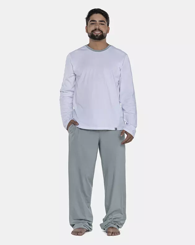 Pijama Masculino Adulto Manga Longa e Calça